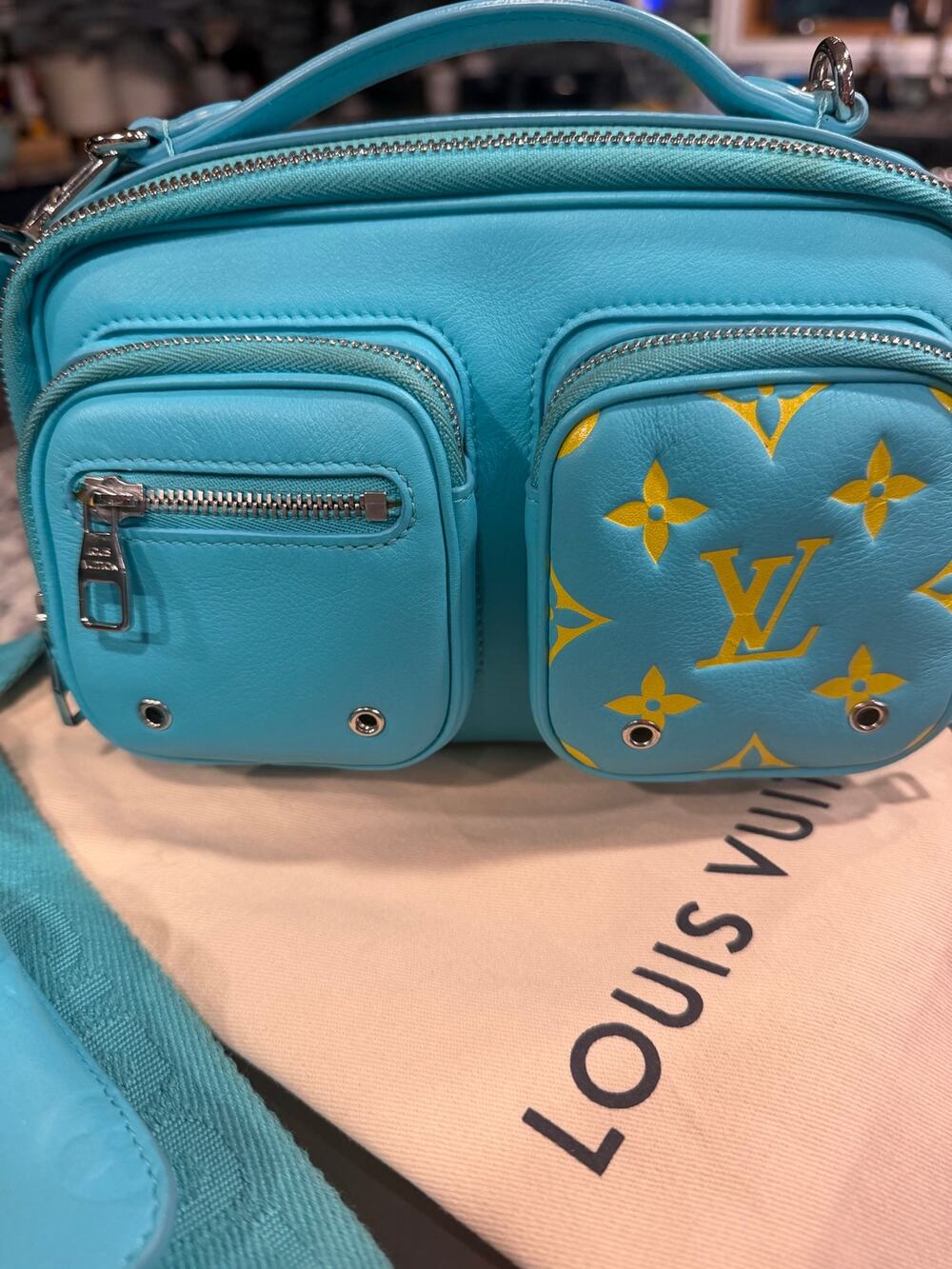 Louis Vuitton Blue Monogram Utility Crossbody COA Pristine
